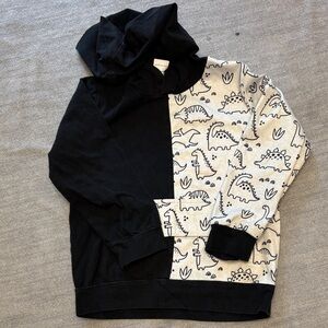 Kids' Black and White Dinosaur Hoodie Long Sleeve top